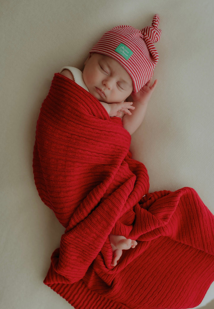 Merino Wool Blanket and Top Knot Merino Wool Hat Gift Set