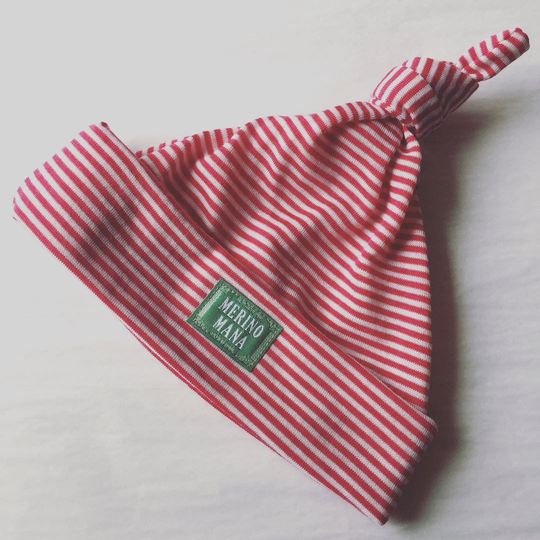 red stripe merino wool baby beanie made in new zealand 