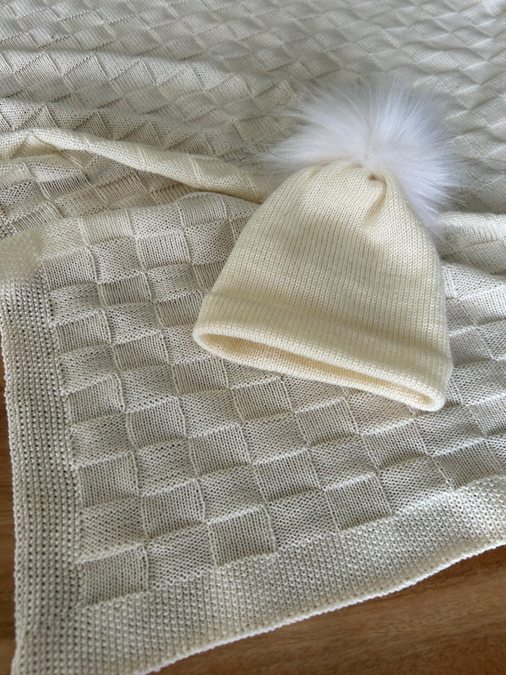 Heirloom Merino Baby Blanket and Beanie Gift Set