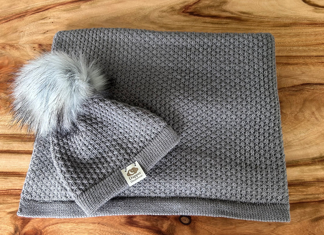 Dapper Dreamwear Merino Baby Blanket and Hat Gift Set