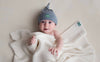 Merino Wool Baby Blanket and Top Knot Hat Gift Set