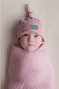 Merino Wool Baby Blanket and Top Knot Baby Hat Gift Set