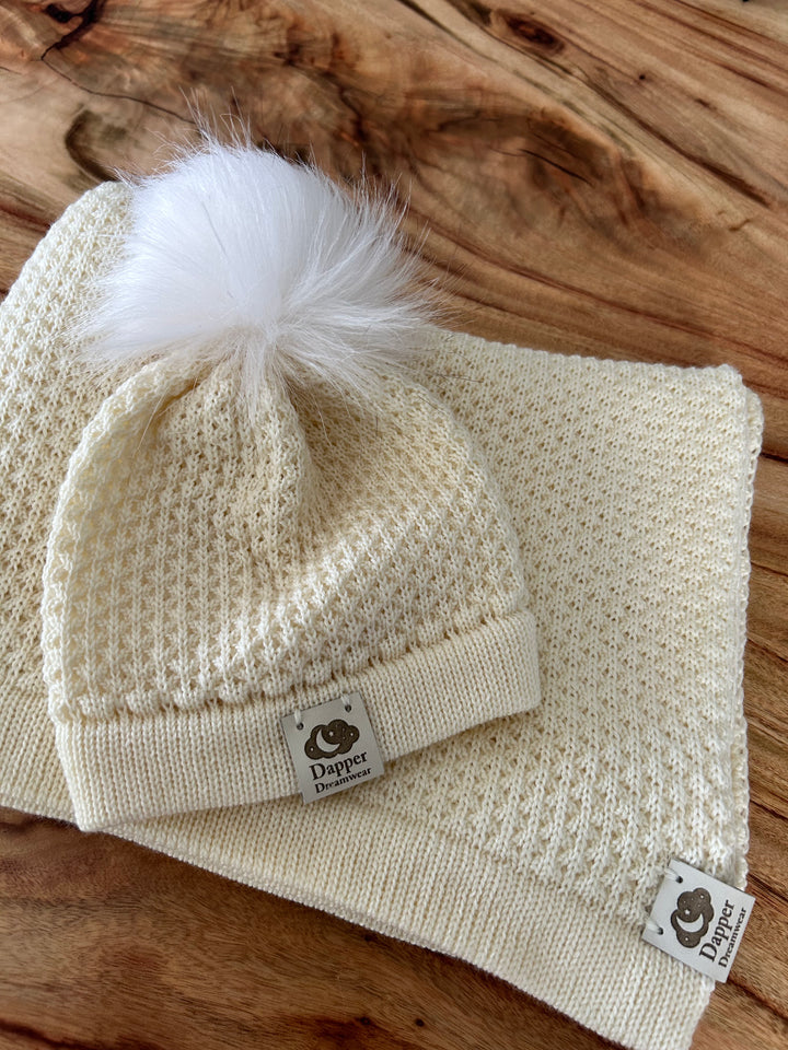 Dapper Dreamwear Merino Baby Blanket and Hat Gift Set