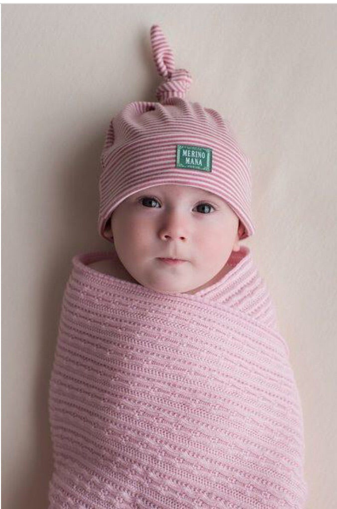Pink merino wool baby blanket gift set. Made in New Zealand