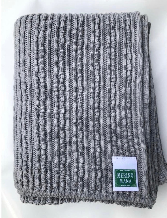 Soft Grey Merino Wool Baby Blanket Made in New Zealand
