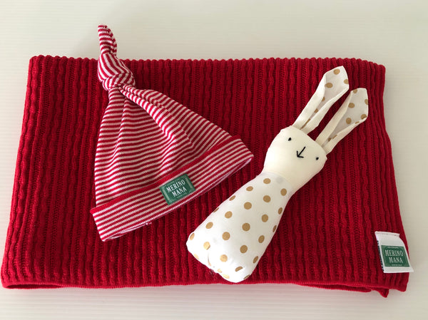 red merino wool gift set made in new zealand