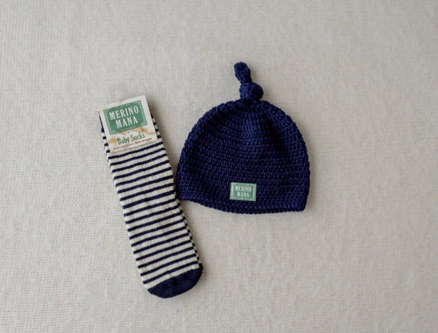 Merino Wool Crochet Baby Hat and Socks Gift Set