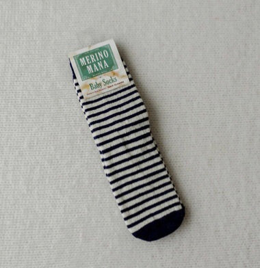 Merino Mana Navy Stripe Merino Wool Socks 0-1 years